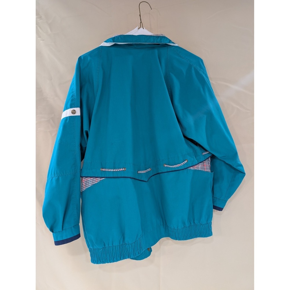 CURRENT SEEN Women's Vintage Windbreaker Jacket M Blue Snap Front Plaid Lining - Picture 3 of 6